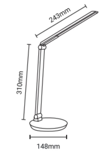 dimensions lampe de bureau 4W usb cct